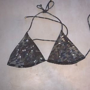 Sequin camo triangle top